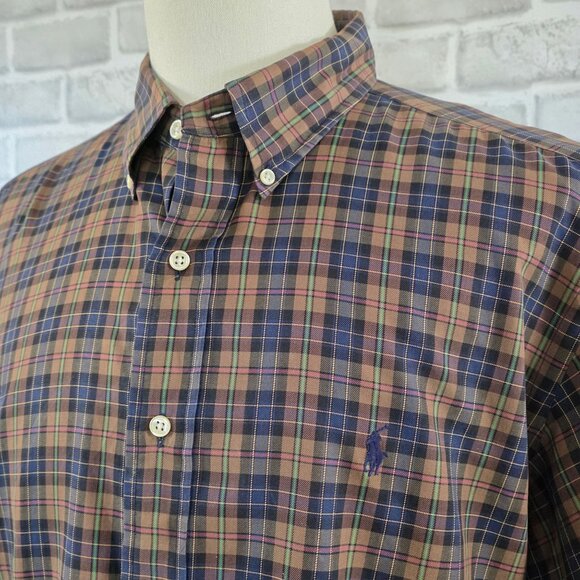 Vintage Ralph Lauren Plaid Button Up Shirt Men XXL Classic Long Sleeve Staple - Picture 1 of 9